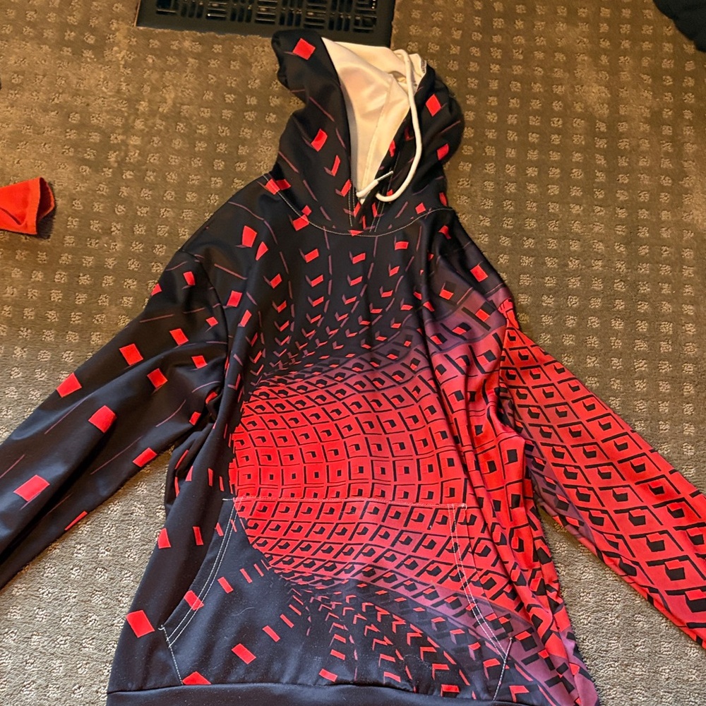 Red and Black Geometric Hoodie